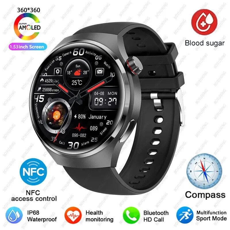 SACOSDING GT4 Pro Smart Watch 1,6 Zoll großer Bildschirm Männer Frauen BT  Anruf Smartwatch AI Voice NFC Herzfrequenz Gesundheitsmonitor Sport
