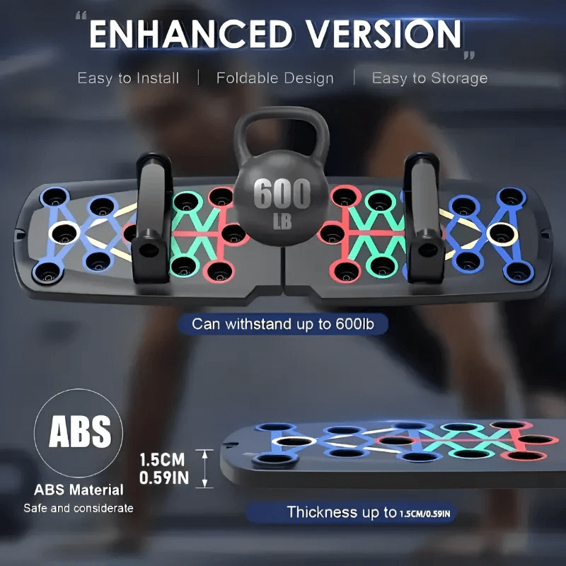 Portable Multifunctional Push-up Board Set With Handles Foldable Fitness Equipment For Chest Abdomen Arms And Back Training