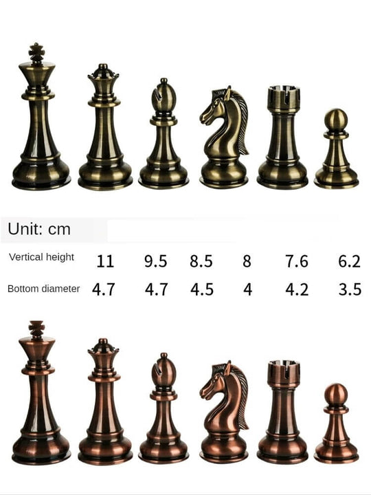 Solid Wooden Folding Board with Large Metal Pieces - Chess Mastery Redefined