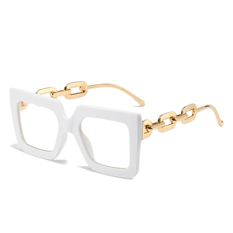 Square Glasses Chain Leg Sunglasses: Trendy Oversized Eyewear for Fashionable Women