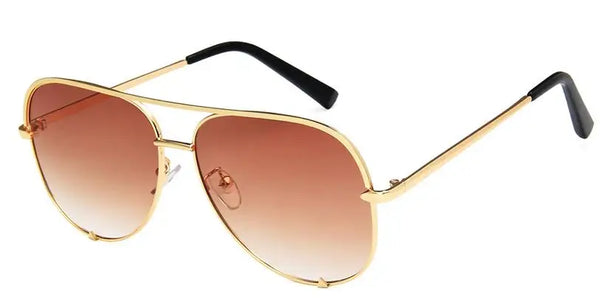 Fashion Gold Metal Unisex Shades Sunglasses for Men and Women - High Quality Luxury Brand UV400