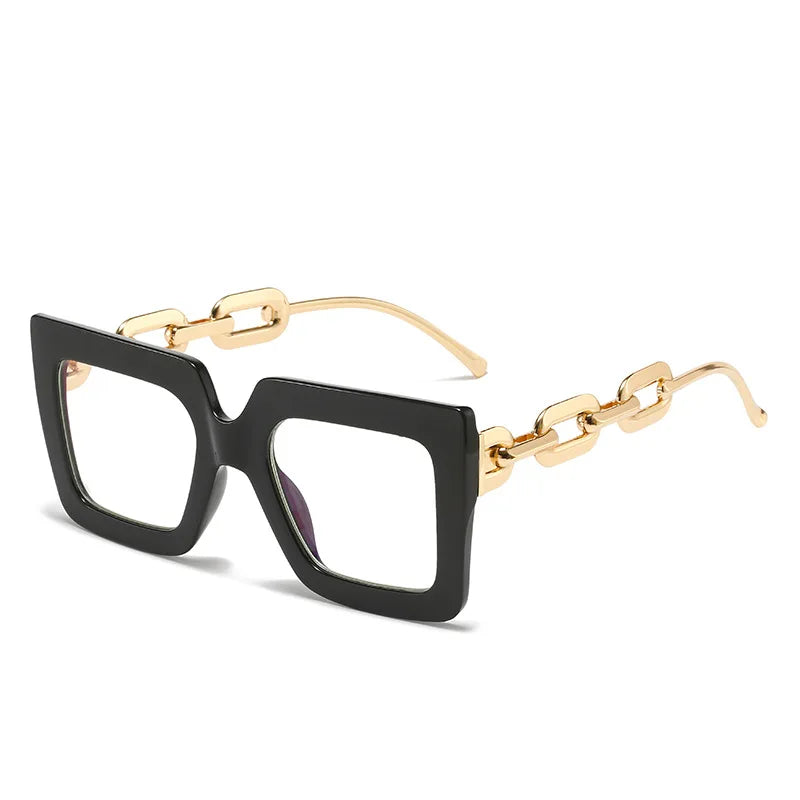 Square Glasses Chain Leg Sunglasses: Trendy Oversized Eyewear for Fashionable Women