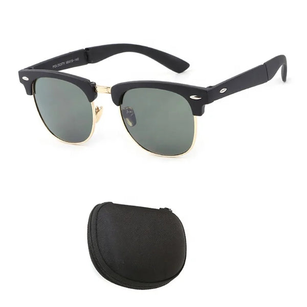 Polarized Black Mirror Blu Ray Shades - Portable Folding Fashion Sunglasses for Women and Men