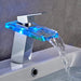 ROVOGO LED Bathroom Faucet Waterfall Brass Basin Faucet Cold Hot Mixer Tap Deck Mounted Sink Mixer Crane