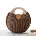 Women's Natural Rattan Handwoven Handbag – Round Shell Boho Beach Bag