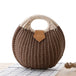 Women's Natural Rattan Handwoven Handbag – Round Shell Boho Beach Bag