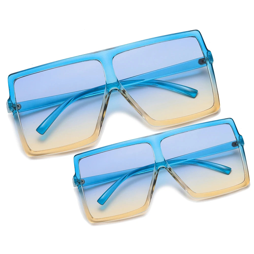 Three Hippos Square Kids Sun Glasses Set: Matching Mother and Daughter Shades