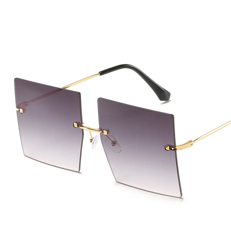 Sun Glasses Oversized Rimless Square Shape Sunglasses for women