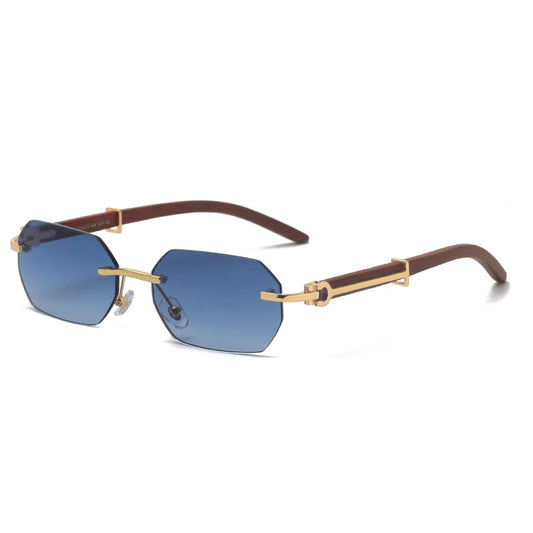 Wooden Rimless Sunglasses: UV400 Protection, Polycarbonate Lenses - Wood Sun glasses