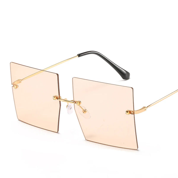 Sun Glasses Oversized Rimless Square Shape Sunglasses for women