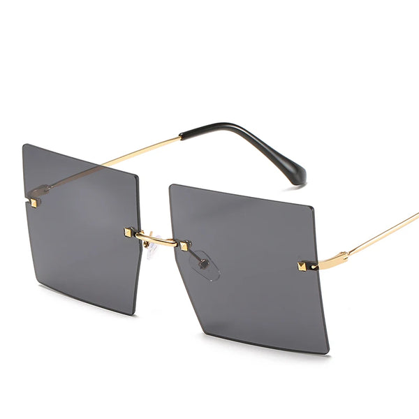 Sun Glasses Oversized Rimless Square Shape Sunglasses for women