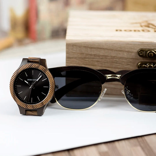 Wooden Sunglasses - Eco-Friendly Wooden Sunglasses and Watch Set