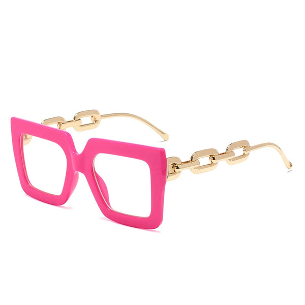 Square Glasses Chain Leg Sunglasses: Trendy Oversized Eyewear for Fashionable Women