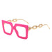 Square Glasses Chain Leg Sunglasses: Trendy Oversized Eyewear for Fashionable Women