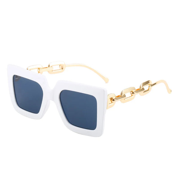 Square Glasses Chain Leg Sunglasses: Trendy Oversized Eyewear for Fashionable Women