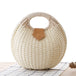 Women's Natural Rattan Handwoven Handbag – Round Shell Boho Beach Bag