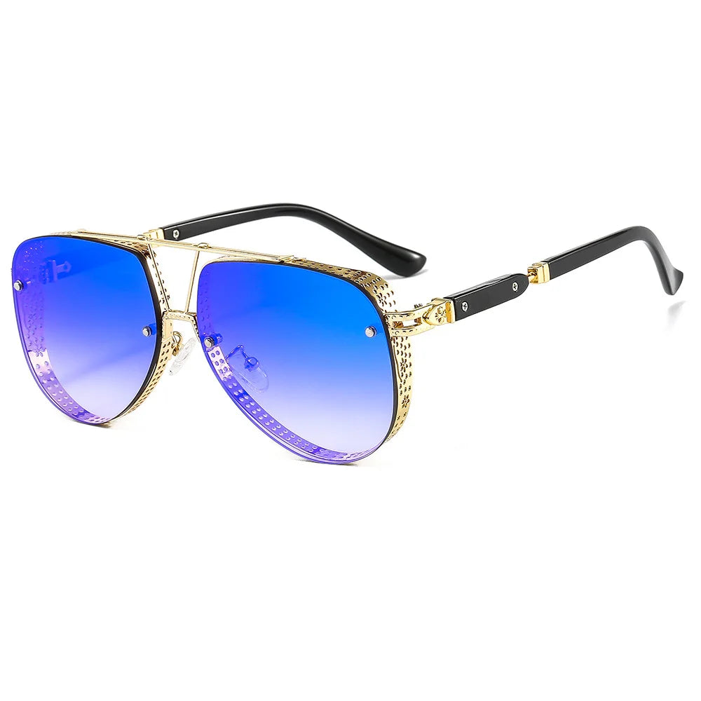 Luxury Metal Aviation Sunglasses: Trendy Oversized Shades for Women and Men