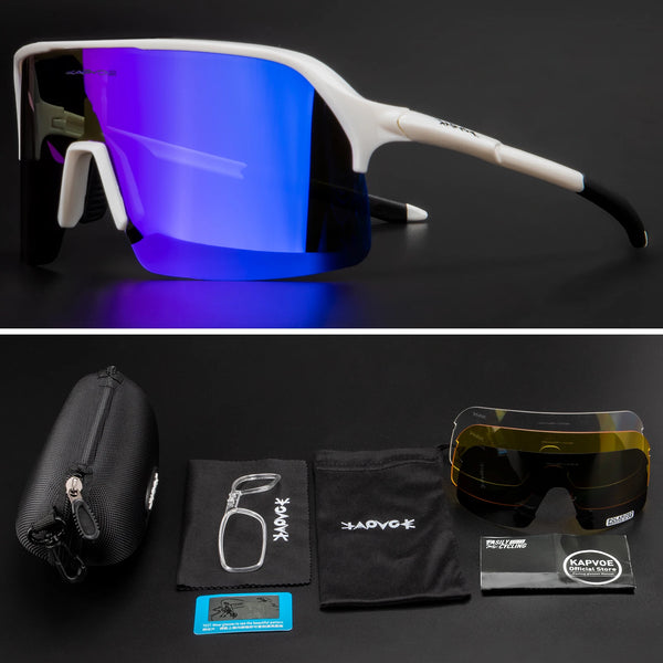 Men Bike Bicycle Cycling Glasses: Custom UV400 Polarized Sunglasses Kapvoe MTB