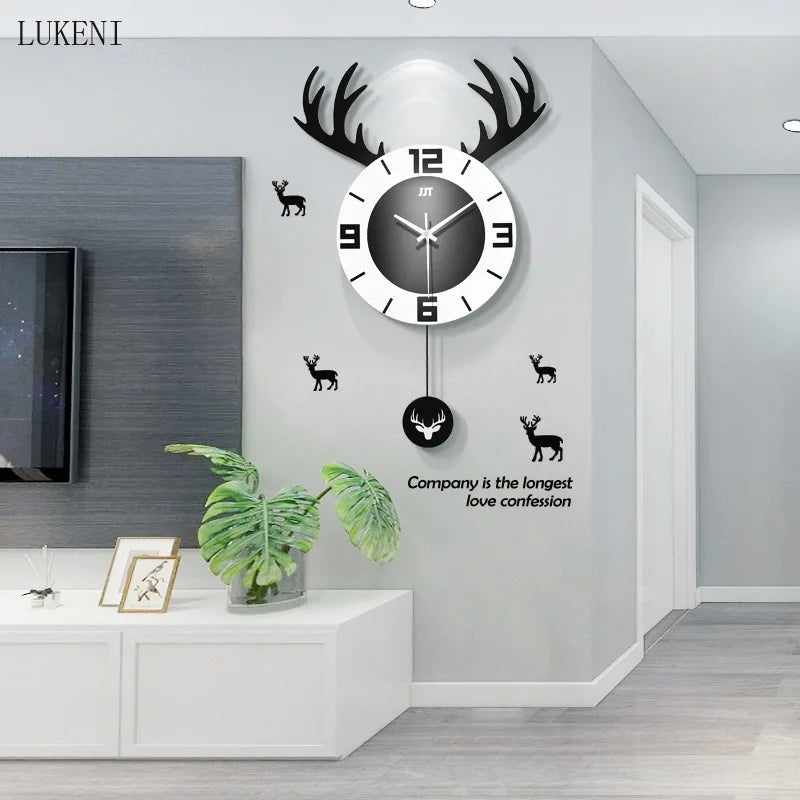 Stylish Nordic Deer Head Wall Clock – Modern Home Decoration