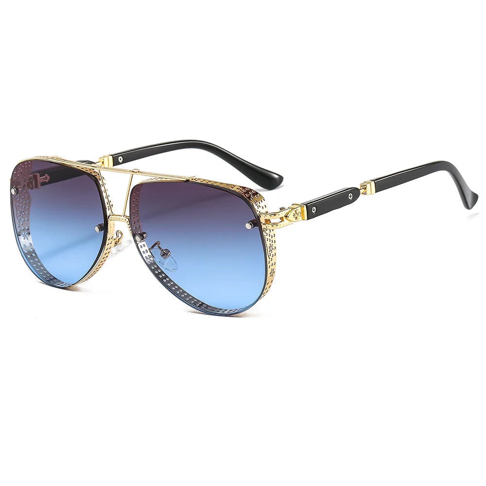 Luxury Metal Aviation Sunglasses: Trendy Oversized Shades for Women and Men