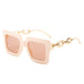 Square Glasses Chain Leg Sunglasses: Trendy Oversized Eyewear for Fashionable Women