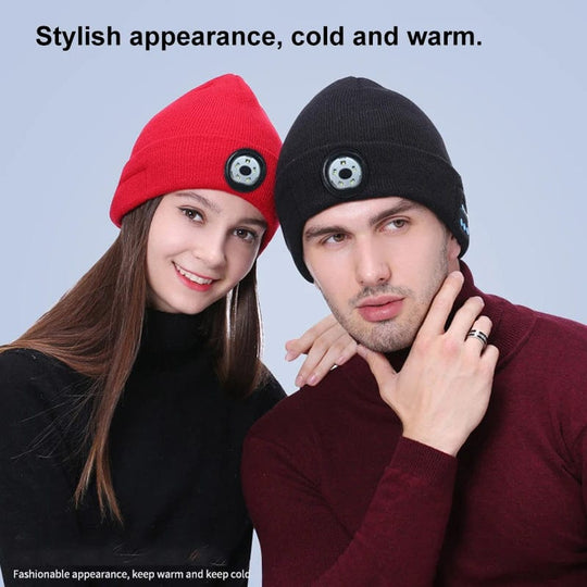 Warm Beanie Bluetooth 5.0 LED Hat - Stylish &amp; Functional Outdoor Accessory.