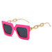 Square Glasses Chain Leg Sunglasses: Trendy Oversized Eyewear for Fashionable Women