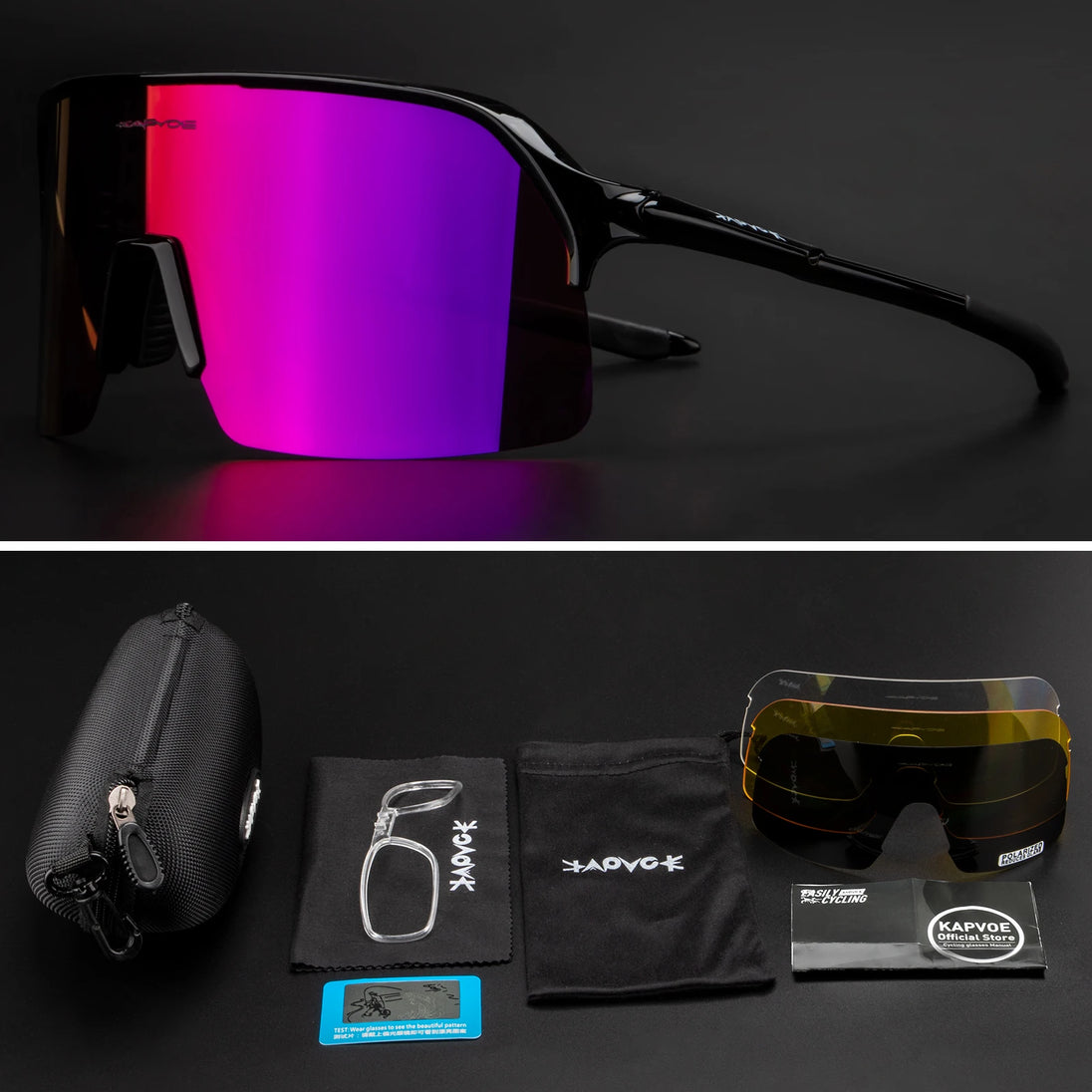 Men Bike Bicycle Cycling Glasses: Custom UV400 Polarized Sunglasses Kapvoe MTB