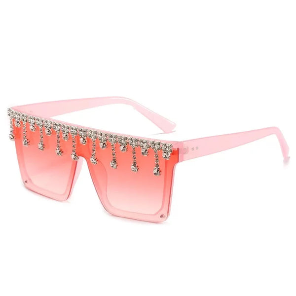 Rhinestone Diamond Sunglasses for Women - Crystal Square Rimless Shades