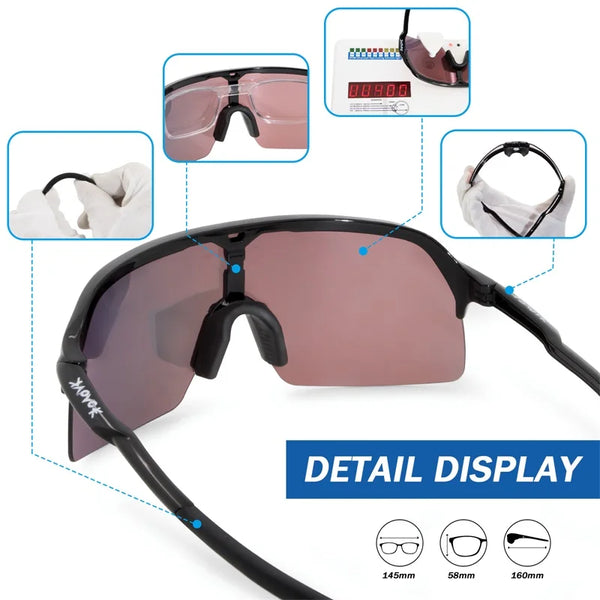 Men Bike Bicycle Cycling Glasses: Custom UV400 Polarized Sunglasses Kapvoe MTB