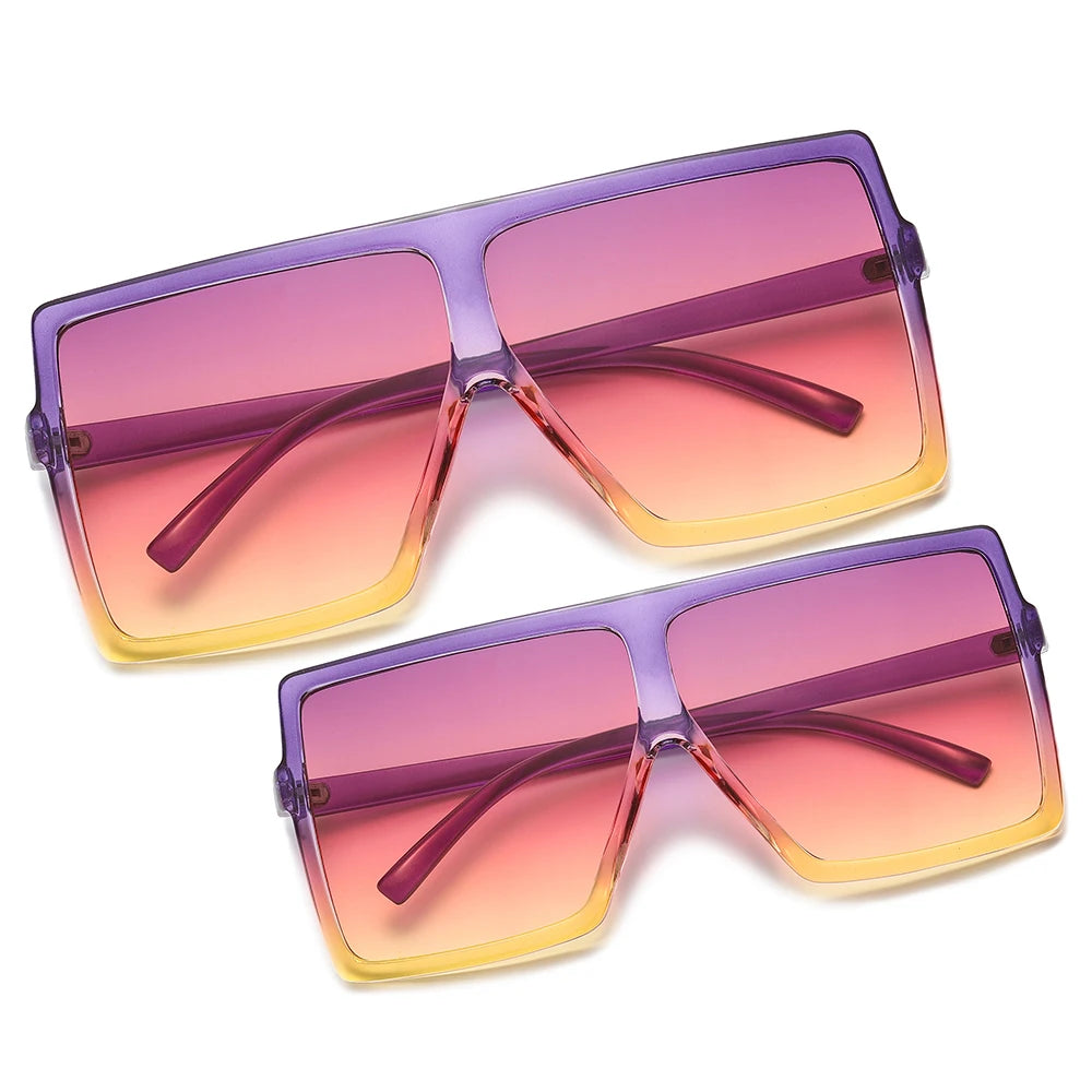 Three Hippos Square Kids Sun Glasses Set: Matching Mother and Daughter Shades