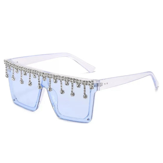 Rhinestone Diamond Sunglasses for Women - Crystal Square Rimless Shades