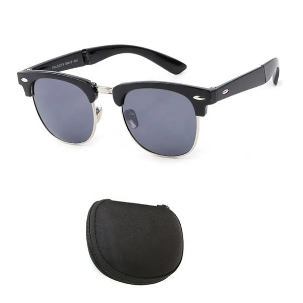 Polarized Black Mirror Blu Ray Shades - Portable Folding Fashion Sunglasses for Women and Men