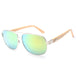 Fashionable Metal and Wood Frame Shades - Polarized Women's Sunglasses