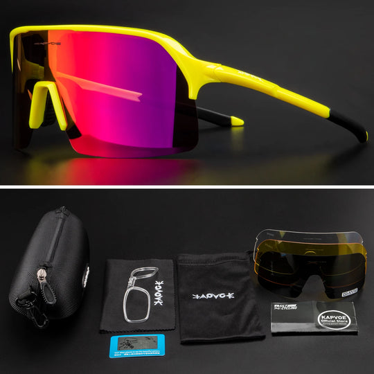 Men Bike Bicycle Cycling Glasses: Custom UV400 Polarized Sunglasses Kapvoe MTB