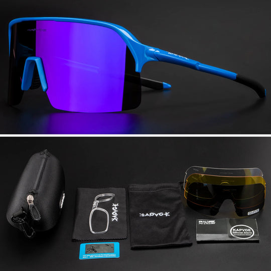 Men Bike Bicycle Cycling Glasses: Custom UV400 Polarized Sunglasses Kapvoe MTB