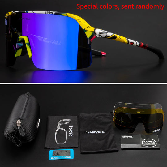 Men Bike Bicycle Cycling Glasses: Custom UV400 Polarized Sunglasses Kapvoe MTB