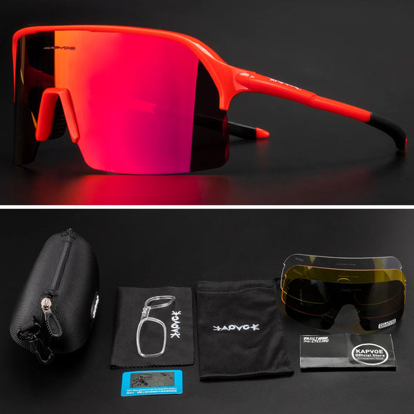 Men Bike Bicycle Cycling Glasses: Custom UV400 Polarized Sunglasses Kapvoe MTB