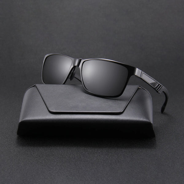 Polarized Black Sunglasses for Men: Classic Rectangle Design - Men's Driving Sun Glasses