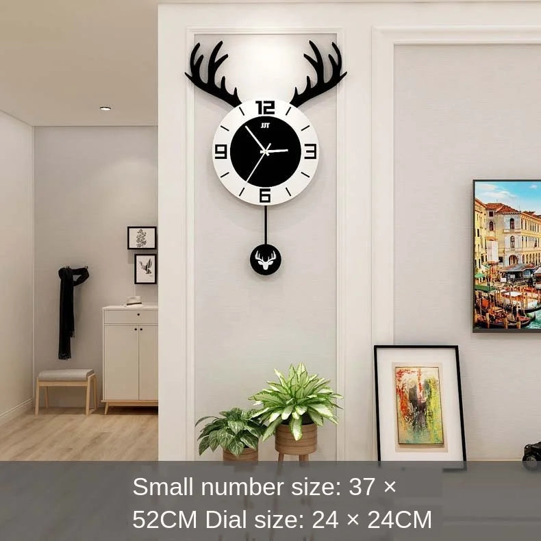 Stylish Nordic Deer Head Wall Clock – Modern Home Decoration