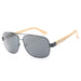 Fashionable Metal and Wood Frame Shades - Polarized Women's Sunglasses