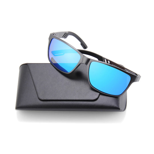 Polarized Black Sunglasses for Men: Classic Rectangle Design - Men's Driving Sun Glasses