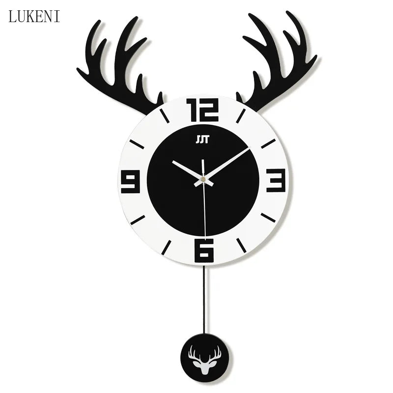 Stylish Nordic Deer Head Wall Clock – Modern Home Decoration