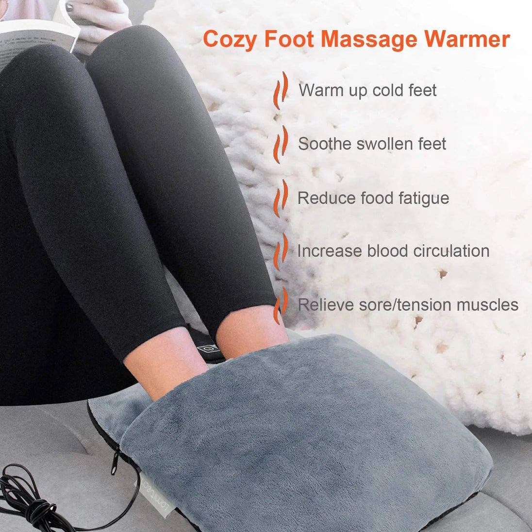 Electric Heated Foot Warmer with Massager: USB Heated Foot Warmer