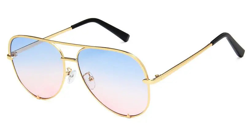 Fashion Gold Metal Unisex Shades Sunglasses for Men and Women - High Quality Luxury Brand UV400