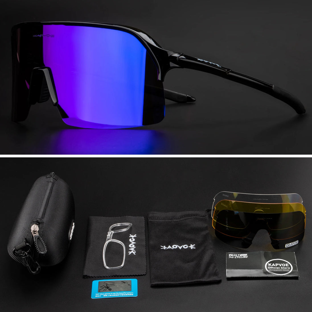 Men Bike Bicycle Cycling Glasses: Custom UV400 Polarized Sunglasses Kapvoe MTB