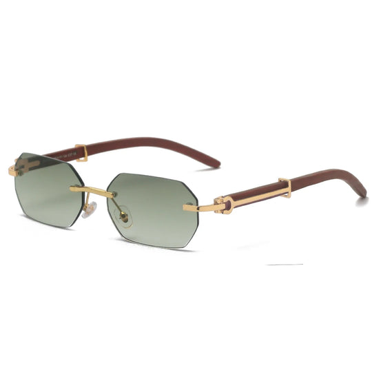 Wooden Rimless Sunglasses: UV400 Protection, Polycarbonate Lenses - Wood Sun glasses