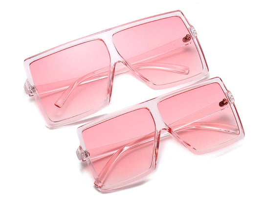 Three Hippos Square Kids Sun Glasses Set: Matching Mother and Daughter Shades