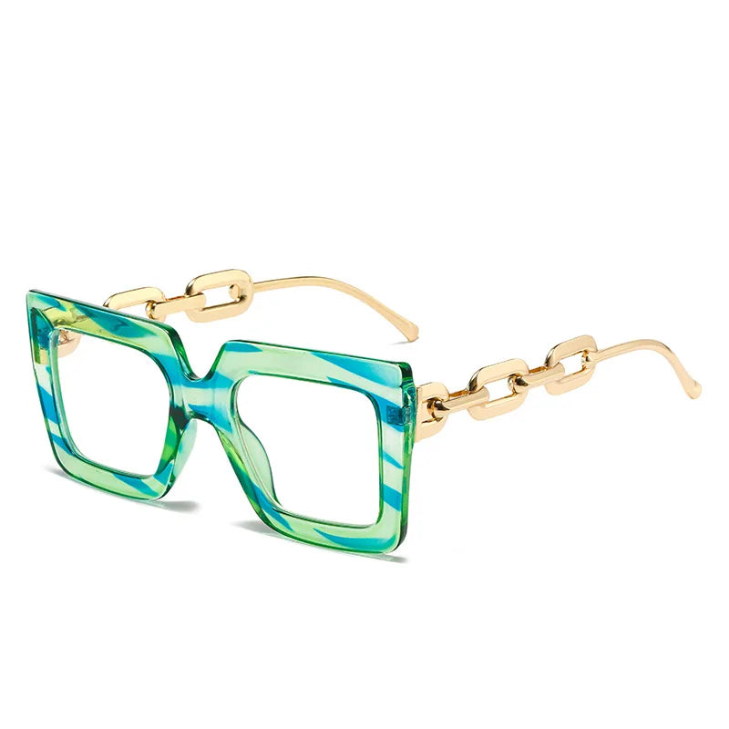 Square Glasses Chain Leg Sunglasses: Trendy Oversized Eyewear for Fashionable Women