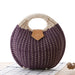 Women's Natural Rattan Handwoven Handbag – Round Shell Boho Beach Bag